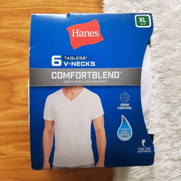 NEW Hanes Tagless V-Neck T-Shirts Comfortblend - Picture 2 of 7
